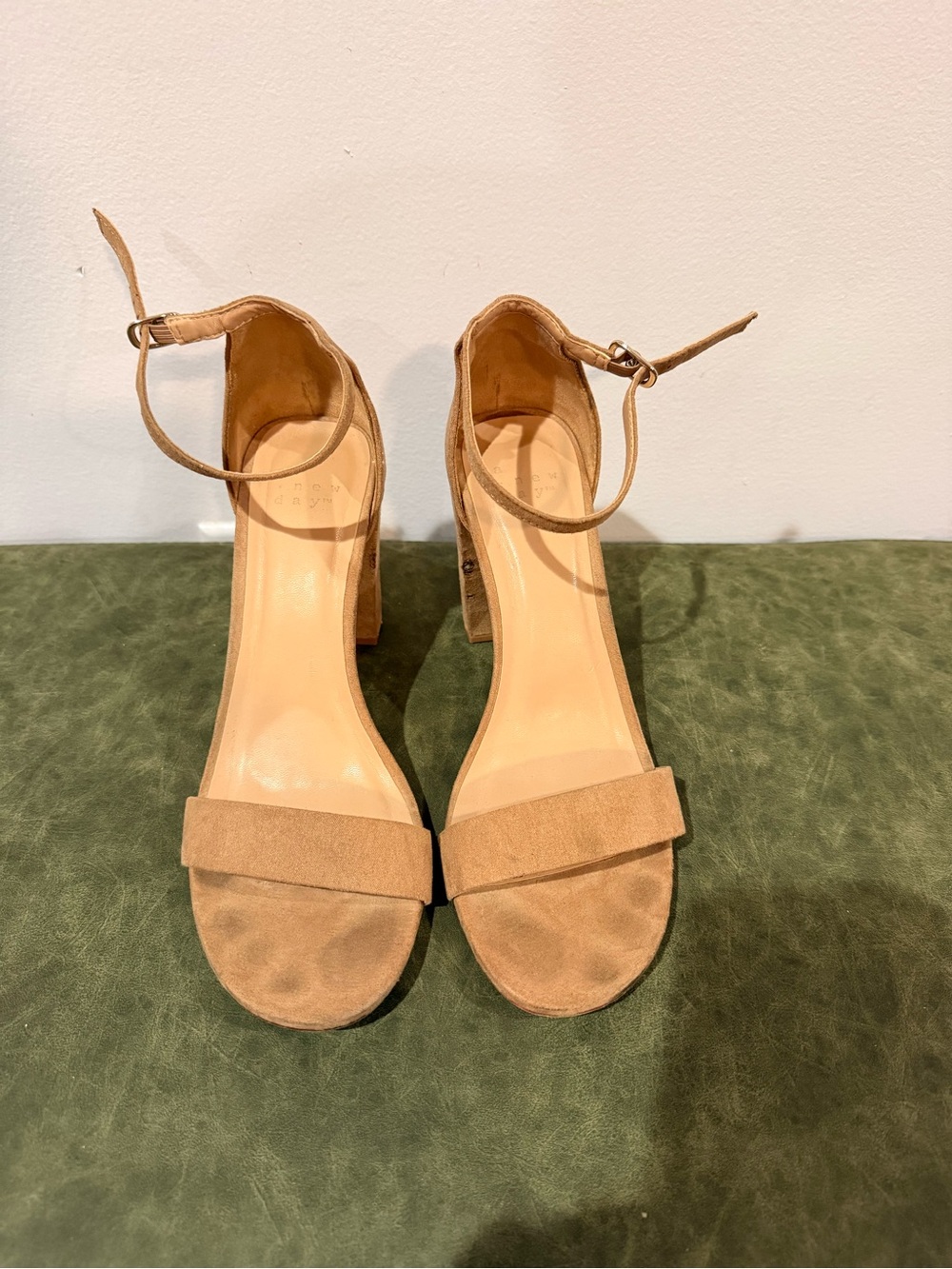 a new day Tan Ankle-Strap Block Heel Sandals